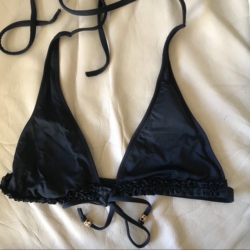 Adjustable bikini top with gold accent beads